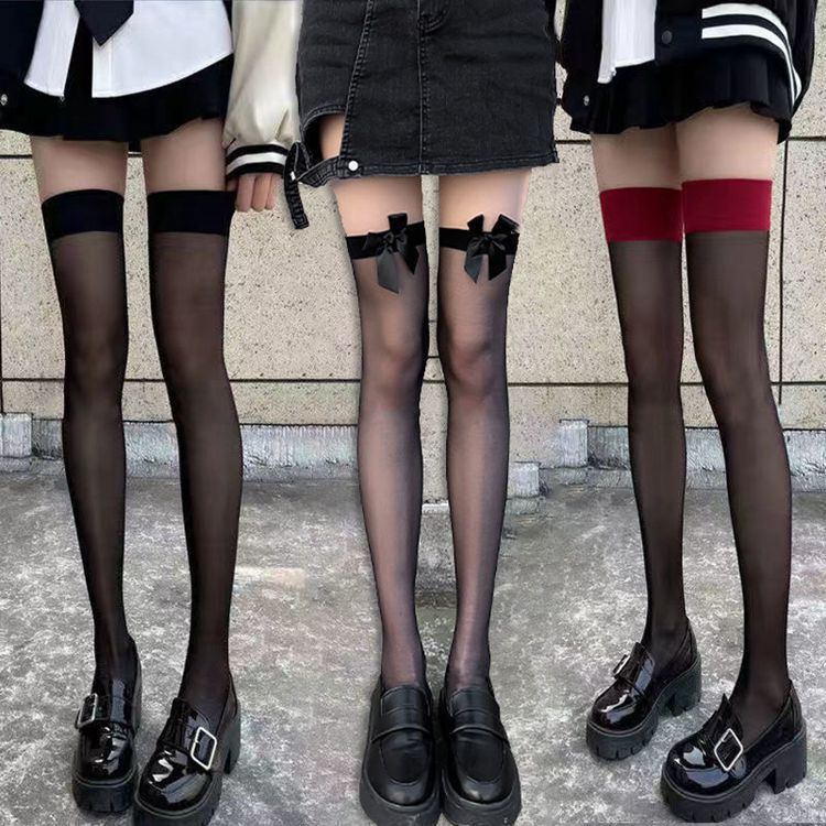 Thick! Over-The-Knee Socks, Summer Thin Black Stockings, Long Thigh-High Jk Style Trendy Sexy White Socks for Women