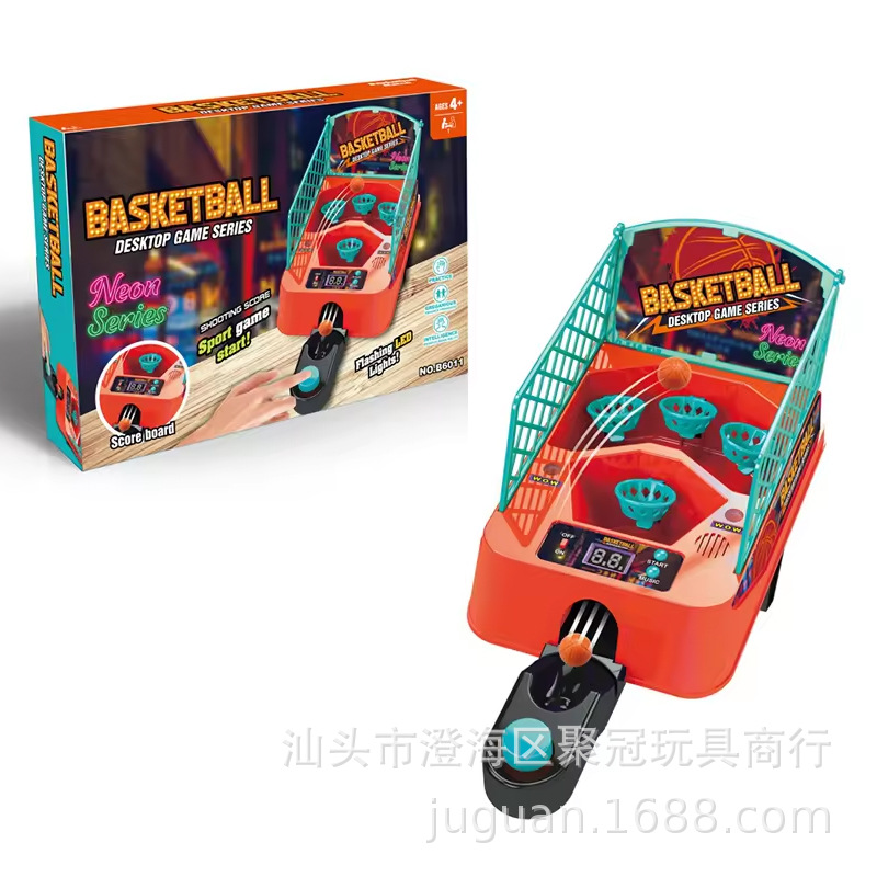 跨境新款儿童桌游桌面玩具篮球对战多篮筐指尖篮球机带计分器中英