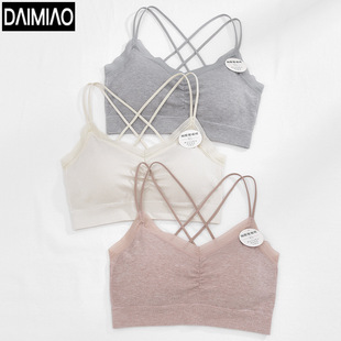 Spring New Cross beauty back bra underwear women's wireless strap chest pad thickened vest inner base wrapped chest