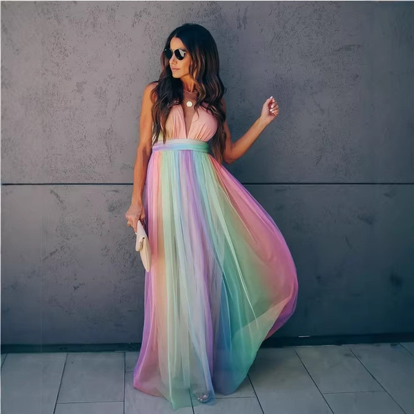 summer sexy rainbow dress