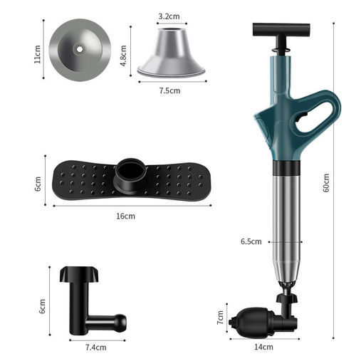 HooXing Home Toilet Plunger Household Drain Pipe Toilet Floor Drain Blockage High-Pressure One-Shot Clear Tool
