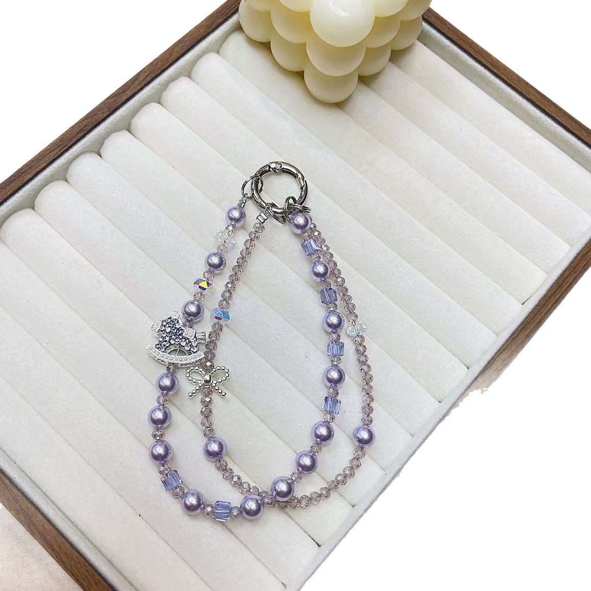 Cadena de teléfono móvil para mujer Creative ins moda teléfono móvil colgante bricolaje hecho a mano perla cristal diamantes de imitación cordón de doble cadena nuevo