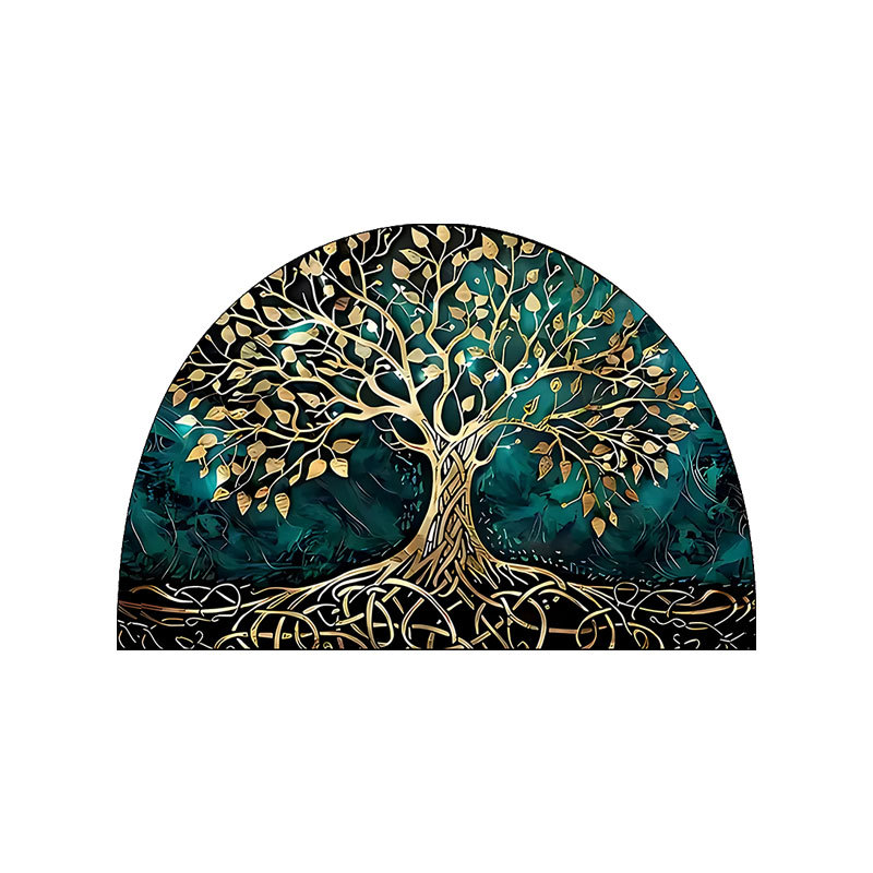 Estera floral transfronteriza estera impresa semicircular estera de suelo puerta de entrada estera de suelo puerta de baño absorción de agua estera de suelo sucia