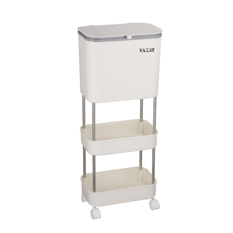 Classified trash can household dry and wet garbage separation with lid large kitchen waste with wheels multi-layer creative kitchen trash can