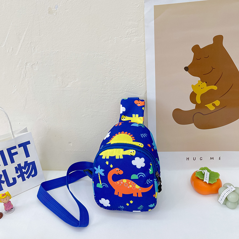Bolso de pecho para niños 2022 primavera y verano nuevo bolso de hombro impreso de dibujos animados para niños y niñas lindo dinosaurio pequeño bolso de hombro moda