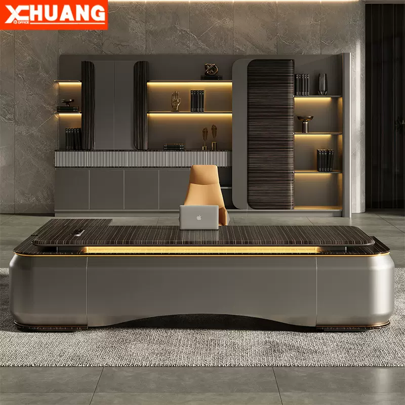 办公桌老板桌简约现代总裁桌办公室家具广东轻奢经理大班台主管桌