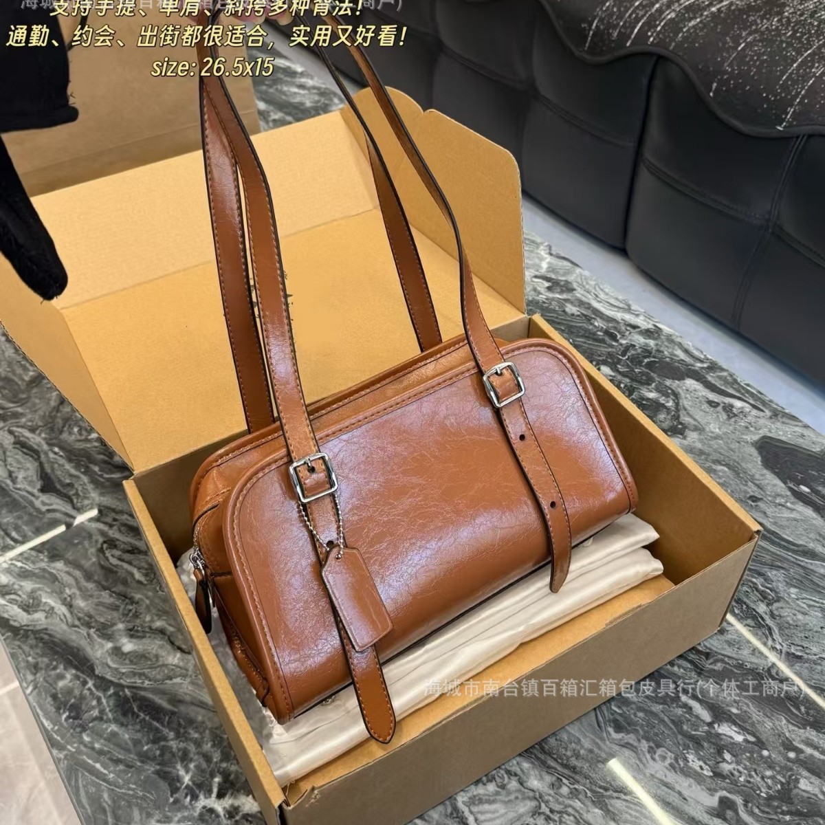 2026 New Arrival C-Brand Genuine Leather Boston Pillow Bag Luxury Large Capacity Women's Handbag Shoulder Crossbody Bag - Thumbnail 2