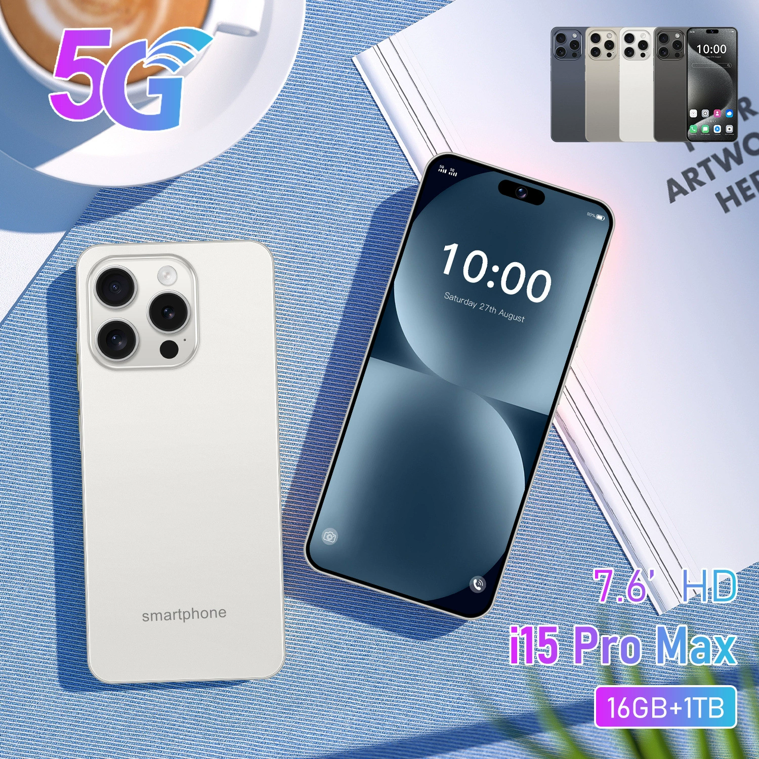 Мобильный телефон Pro, смарт-часы, Intel Core i15, 15 Pro Max, 16 ГБ, 4G, широкоформатный экран