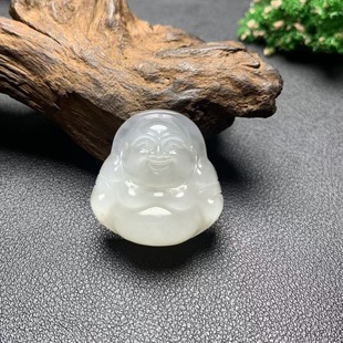 Natural Hetian Jade Qinghai Material Ice Sense Soot Small Buddha Pendant Women's Pendant Thick Pack Full Body Protection Buddha Wholesale