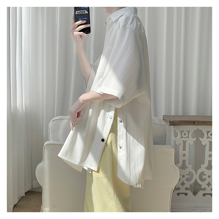 Camisa de estilo VIBE camisa de diseño juvenil de marca de moda para hombre camisa de estilo novio francés de manga 3/4 sin género