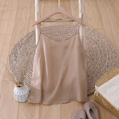 8104苧麻小吊帶背心女士短款上衣春夏無袖內搭交叉外穿薄款打底衫