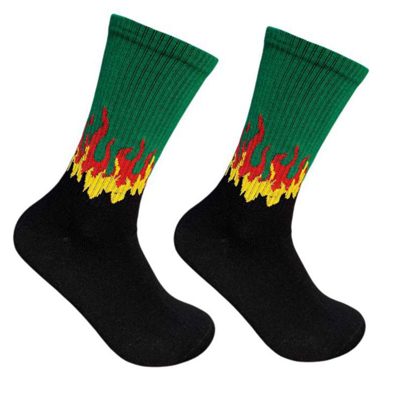 2025d For Men And Women, Ins Style Mid-Calf Socks, Hip-Hop Street Skateboard Flame Sports Versatile Couple High-Top Long Socks_voghion.com