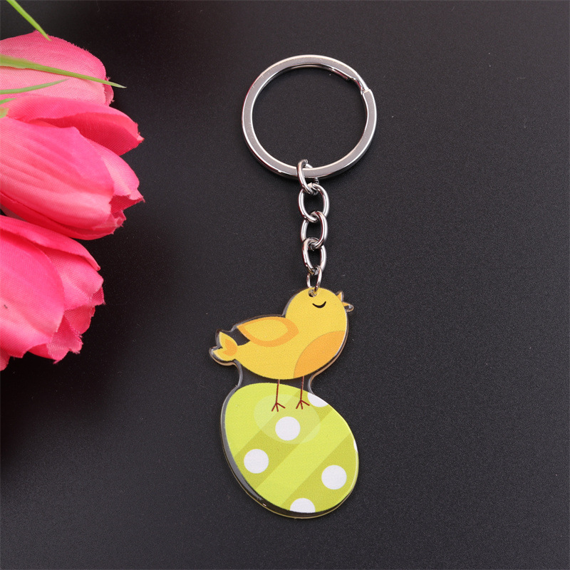 Simple Style Rabbit Animal Stainless Steel Arylic Printing Easter Keychain display picture 4