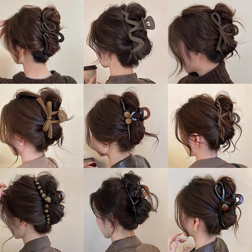 Acrylic Large Grab Clip for Women 2024 New Model High-End Shark Clip Hair Pin for Occipital Beauty Maillard Hair Grab Autumn/Winter