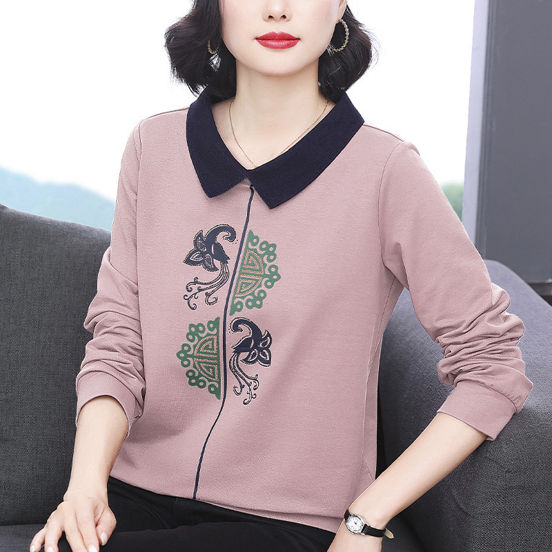 纯棉妈妈装打底衫2025秋新款长袖女士卫衣厂家直销跨境女装批发|undefined