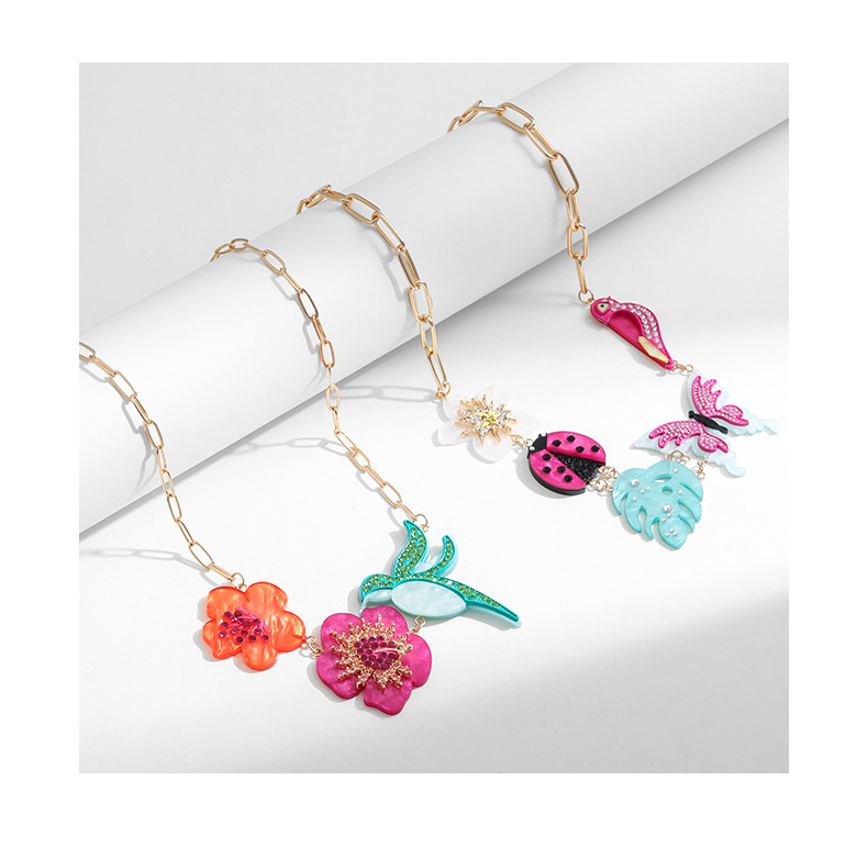 Style Nordique Insecte Fleur Alliage De Zinc Placage Incruster Strass Femmes Collier display picture 1