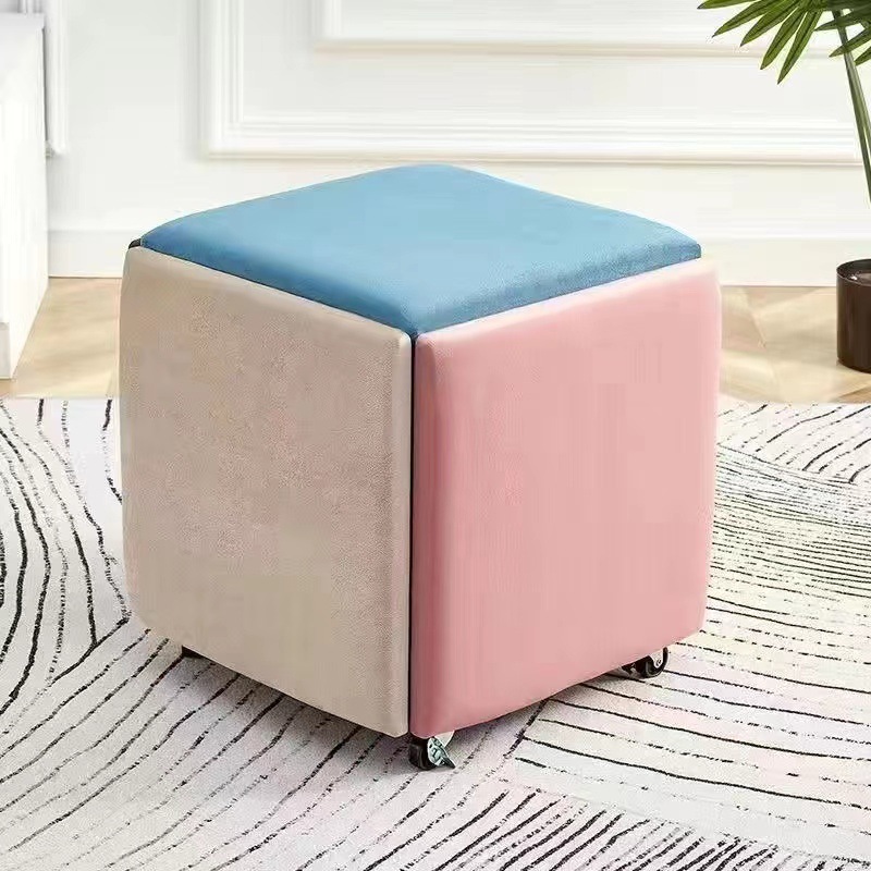 Nórdico multifuncional taburete de sofá Rubik 5 en 1 taburete bajo taburete de cambio de zapatos casero taburete red taburete de mesa de té sala de estar