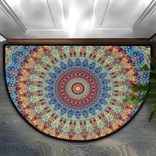 亚马逊temu复古花卉地垫家用浴室防滑易打理脚垫入户装饰半圆门垫