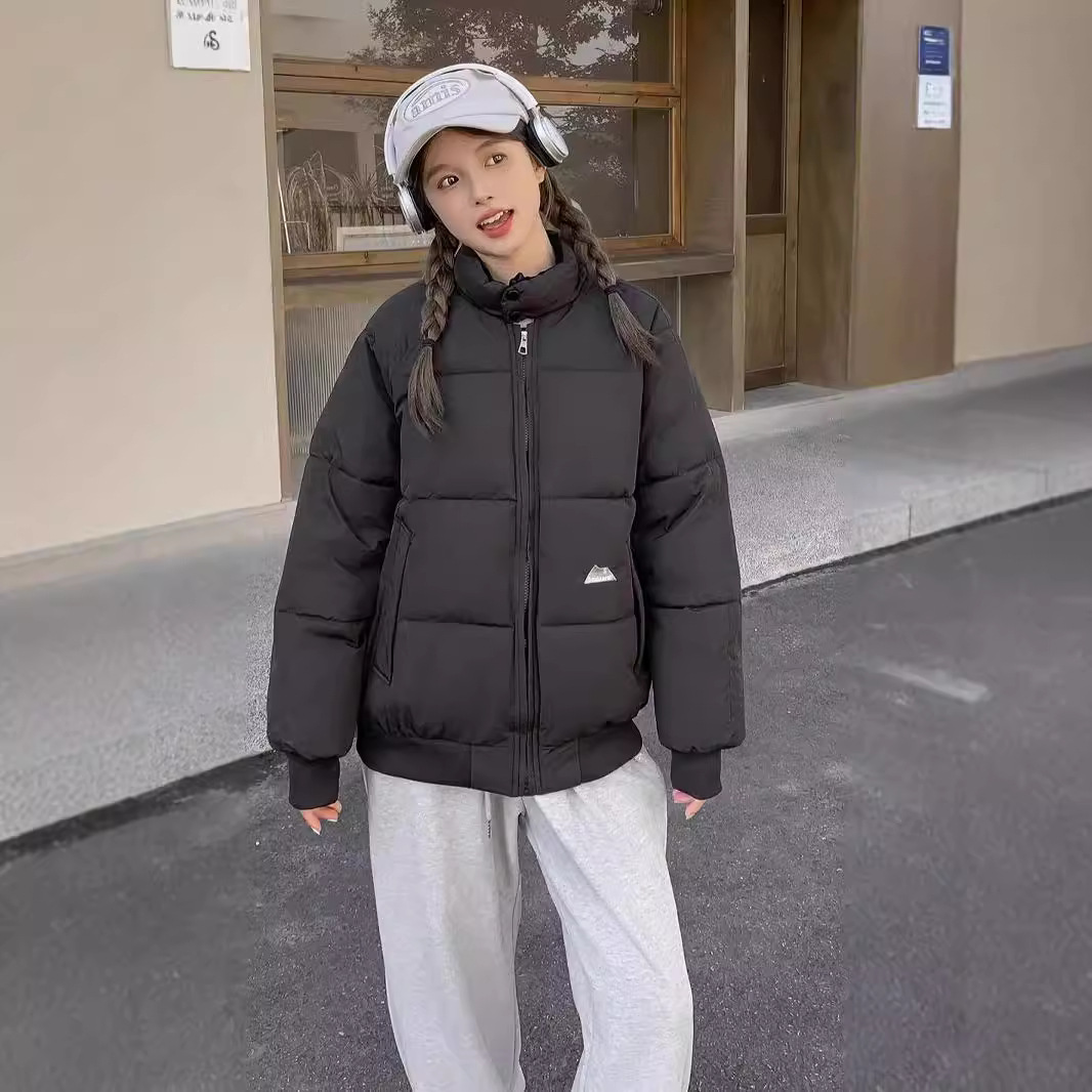 2024 otoño y invierno surcoreano Dongdamen nuevo temperamento de moda ropa de algodón de algodón de cuello vertical ropa de algodón de mujer abrigo corto image 2