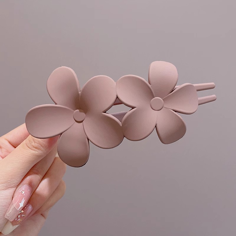 Clip de cabello de textura esmeriada flores de mujer boca de pato cabeza de grano de alto nivel clip de cabello de cabello