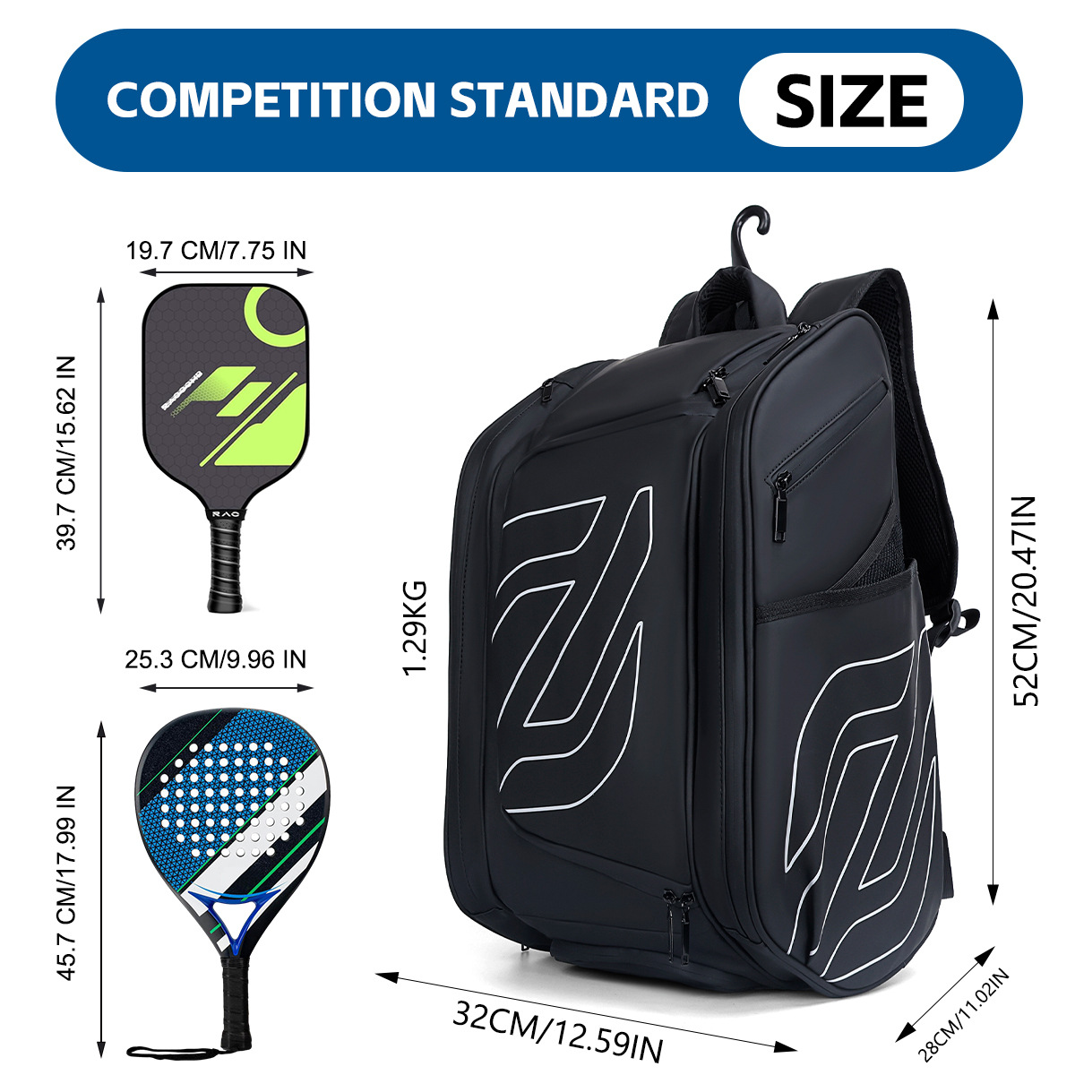 New Popular Pickleball Bag, Badminton Bag, Tennis Bag with Independent Shoe Compartment, Large Capacity, Multi-Functional Paddle Tennis Bag