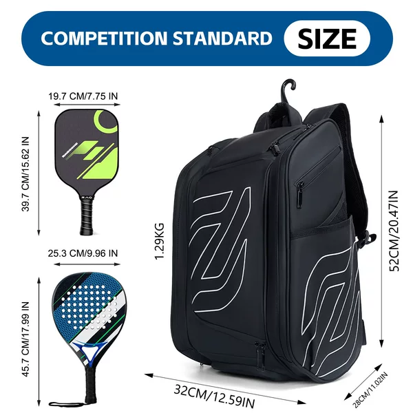 New Popular Pickleball Bag, Badminton Bag, Tennis Bag with Independent Shoe Compartment, Large Capacity, Multi-Functional Paddle Tennis Bag