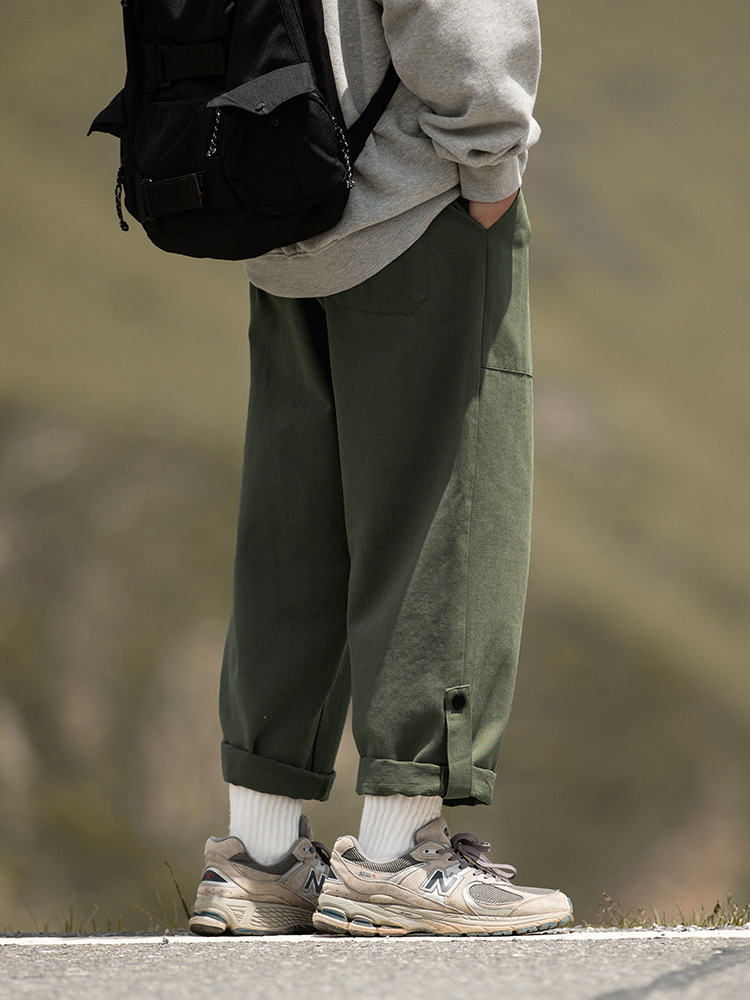 Pies ajustables, ropa de trabajo recta, pantalones casuales, ropa de hombre, primavera 2025, nuevo estilo, pantalones largos sueltos retro de montaña