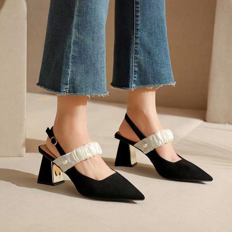 Franse hoge hakken dames bovenkleding 2023 zomer nieuwe mode veelzijdige comfortabele superzachte riem met één woord gesp en rok_voghion.com