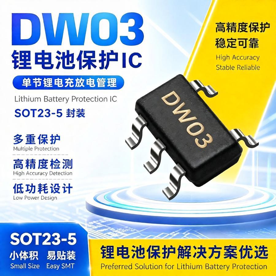 DW03 锂电保护IC SOT23-5国产芯片 广泛用于消费类电子产品 电子元器件厂家批发实拍图
