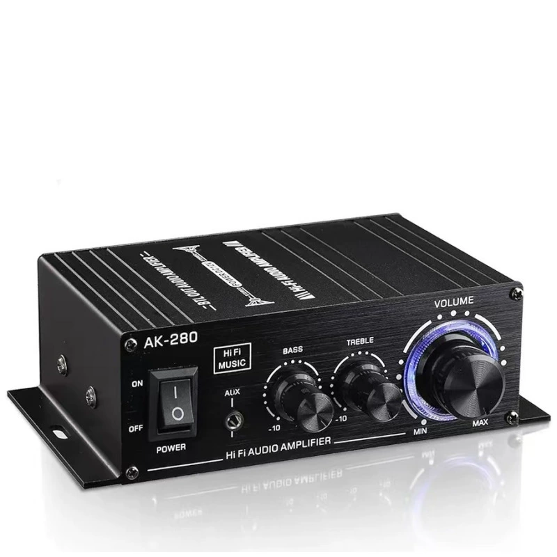 AK280 Hi-Fi мини-небольшой динамик усилитель мощности 12V домашний автомобиль небольшой усилитель