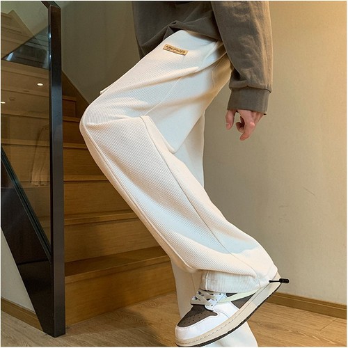 Waffle-Weave Casual Pants for Men: Spring-Style, Hong Kong-Fashion, Loose & Comfortable Sweatpants with a Flowing Fit to Enhance Leg Length—Perfect for Sports and Everyday Wear