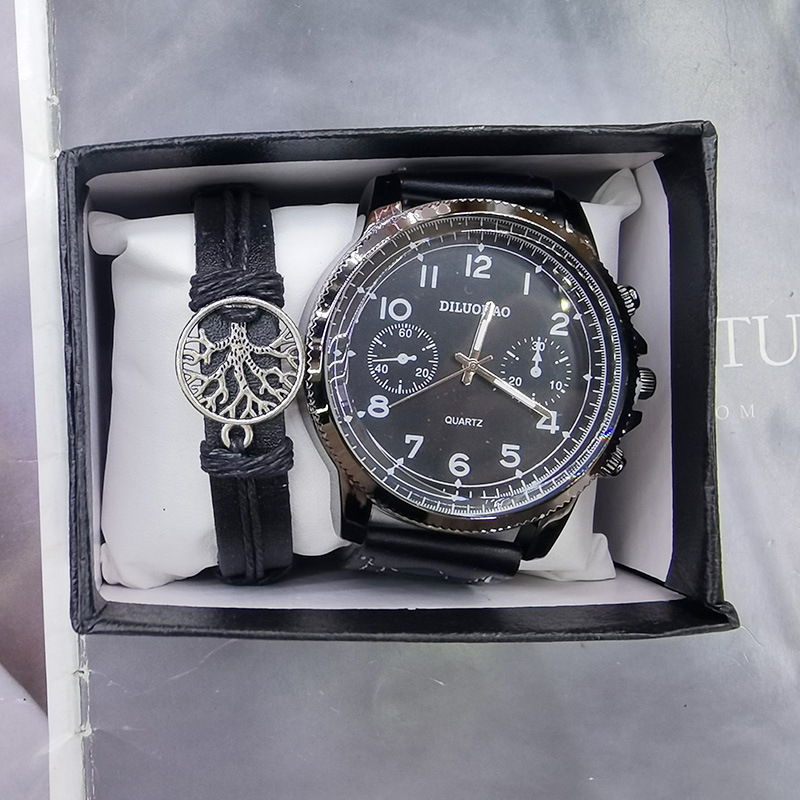 Hot selling fashionable bracelet set, hip-hop punk style watch accessories gift box, 2 sets, men's watches_voghion.com