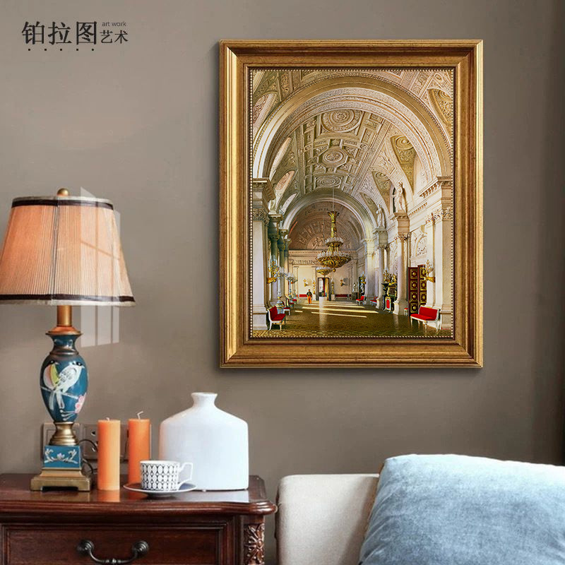 Light luxury decorative painting European-style American classical oil painting living room painting bedroom hallway hanging painting nostalgic retro Villa mural