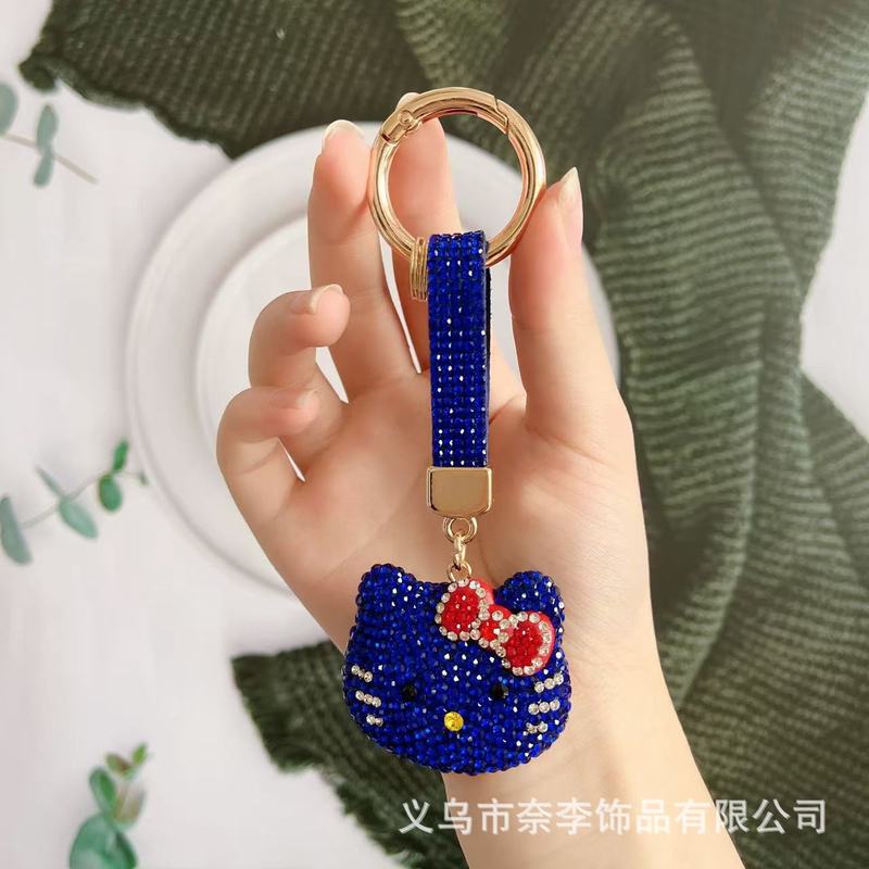 跨境新款KT猫钥匙扣挂件卡通挂饰陶泥镶钻书包背包饰品配件批发|undefined