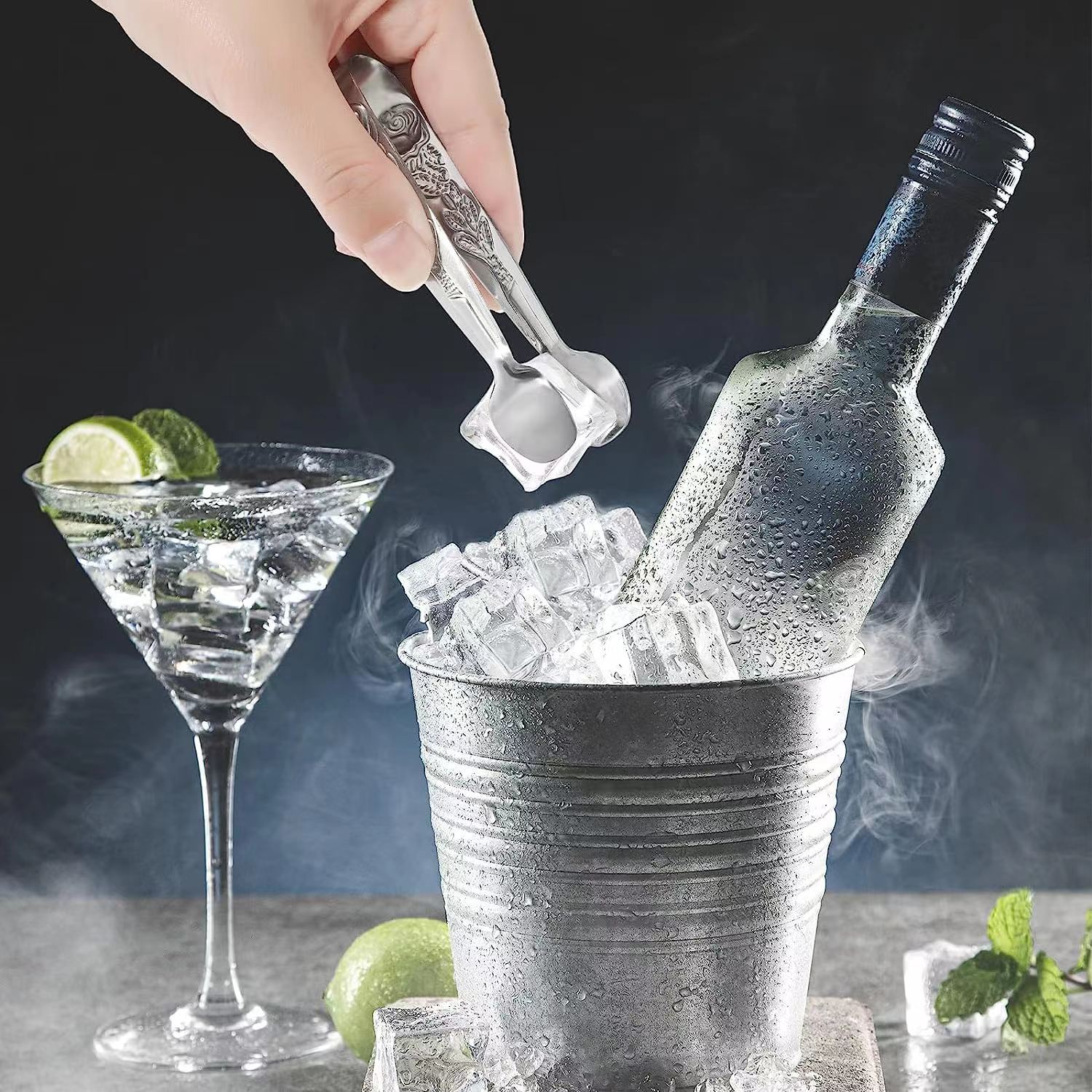 Cruz-frontera 304 de acero inoxidable Rosa patrón de azúcar clip en stock engrosada mini clip de alimentos bar clip de hielo