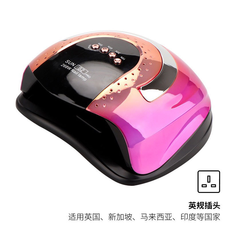 Nuevo modelo con mango, lámpara inteligente para uñas de 268W de alta potencia para fototerapia, lámpara de curado para salón de uñas de secado rápido para gel de esmalte de uñas transfronterizo.