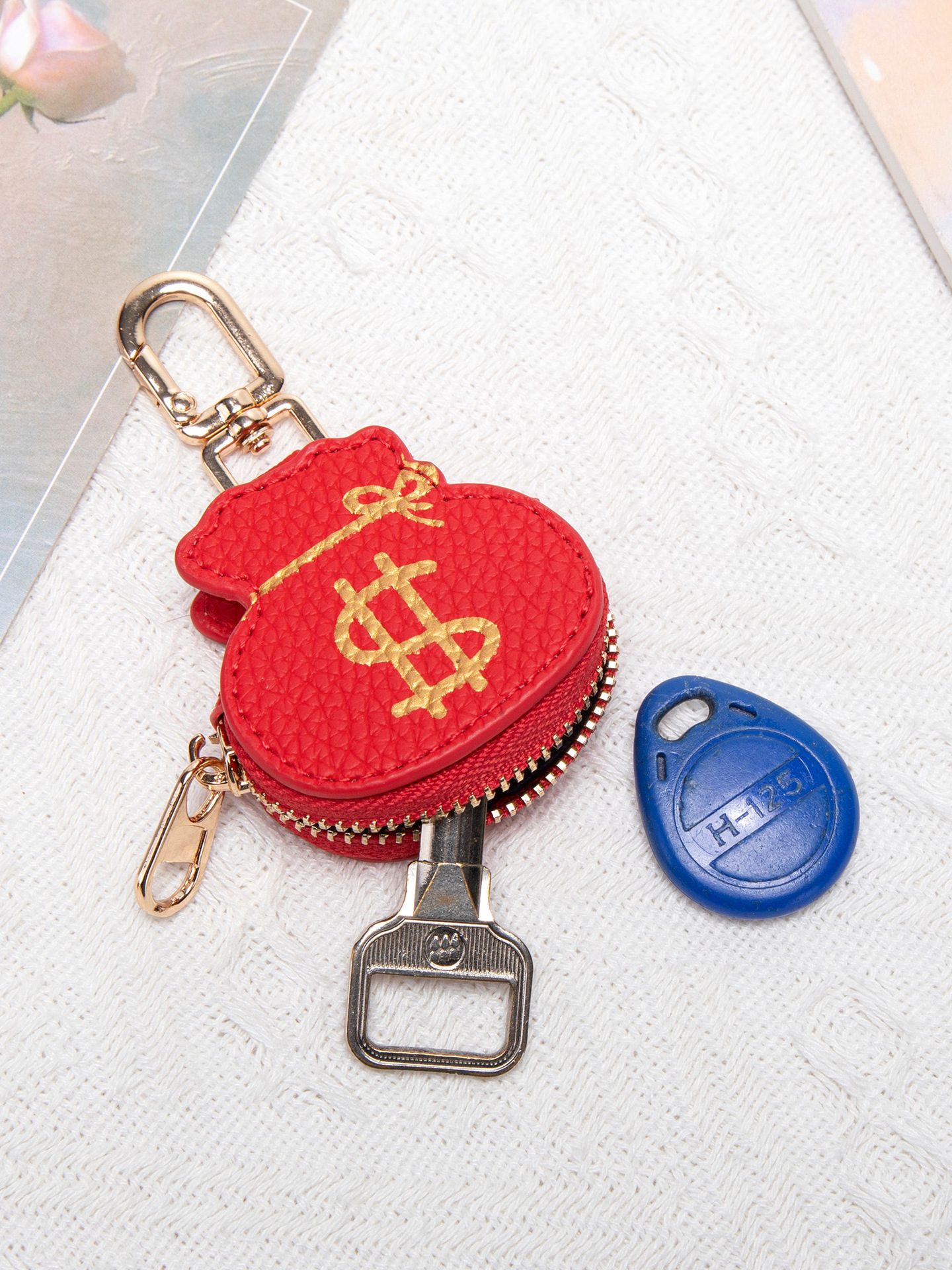 Inventario mini bolso llavero lindo bolso rojo tradicional bolso colgante pequeño multifuncional bolso de monedas
