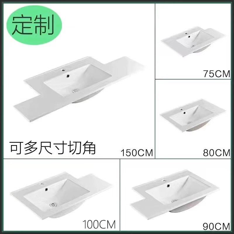 エッジカットとアングルカットの単穴一体型洗面器 浴室洗面台 手洗い台 浴室キャビネット 単槽 大型|undefined