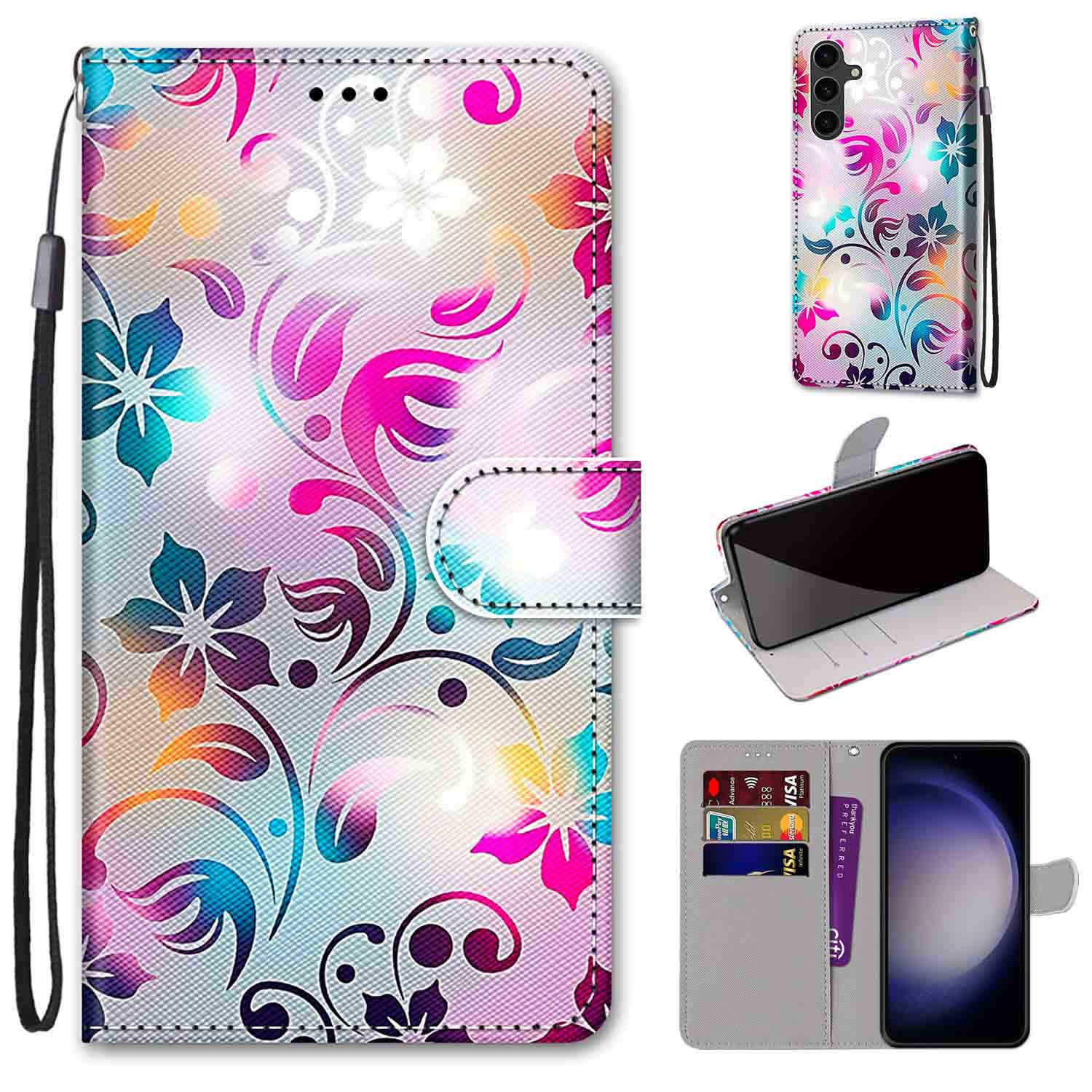 跨境新款适用于Oppo A58 5G 彩绘皮套A15翻盖插卡A15/A15s 保护套