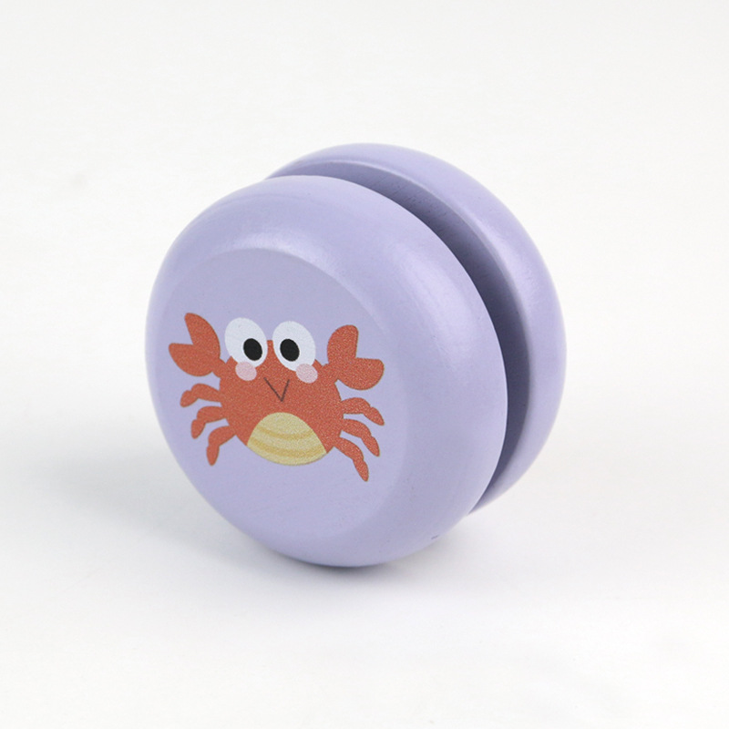 Juguetes de educación temprana de rompecabezas de animales de dibujos animados de yoyo de madera para niños, regalos divertidos y lindos, yoyo al por mayor