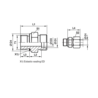 Parker派克 EO卡套DIN接头 公端螺纹GE-R-ED LL/L系列 GE22LRED71