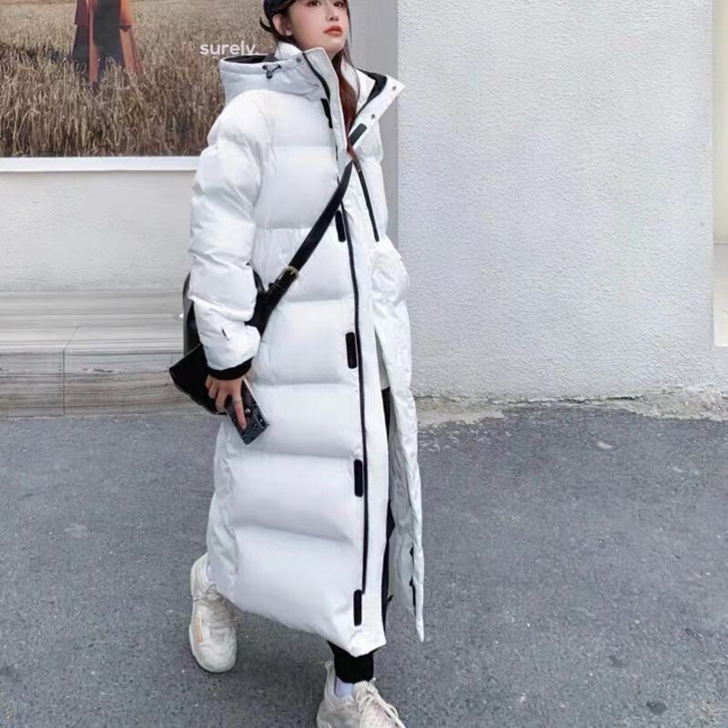 2024 New Winter Korean Style Extra Long Over-The-Knee Cotton Clothes Oversize Bread Jacket
