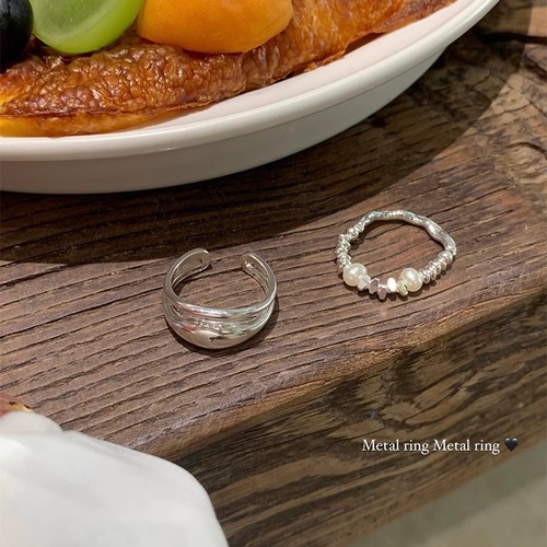 Irregular broken silver pearl ring for women, light luxury niche design, high-end tail ring, fashionable and personalized hand jewelry