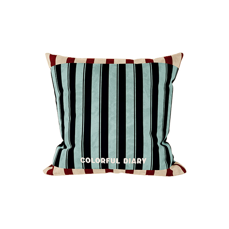 Bauhaus estriado almohada de color contrastante simple retro americano casa sala de estar sofá cojín de respaldo desmontable funda de almohada