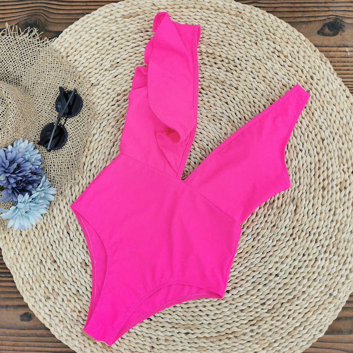 291g Weight Sleeveless Sleeve Length Polyester Fabric Type Short Top Length One-pieces Tops Type 1 Piece Quantity Swimming Occasion V Neck Neckline Slim Fit Type Flower Pattern Women's Gender Vacation Style Women's Vacation Flower 1 Piece One Piece Swimwear 7