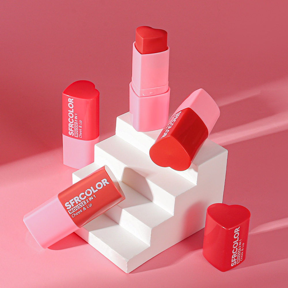 s.f.r color transfronterizo para maquillaje de color universal de color natural en forma de corazón lipstick blush ruby image 4
