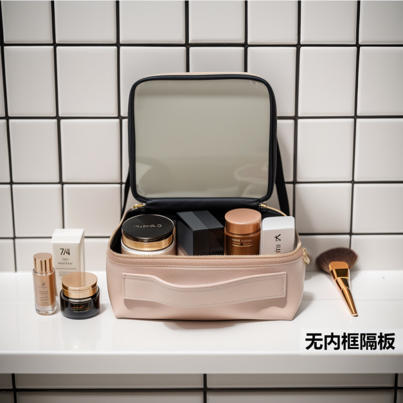 [HD 비전] 핑크 옥스퍼드 천 화장품 가방 HD 풀 스크린 거울