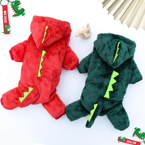 Winter Warm 4 Legs Coral Frill Fur Dogs Cats Pet Clothes Dinosaur Costume Wholesale 