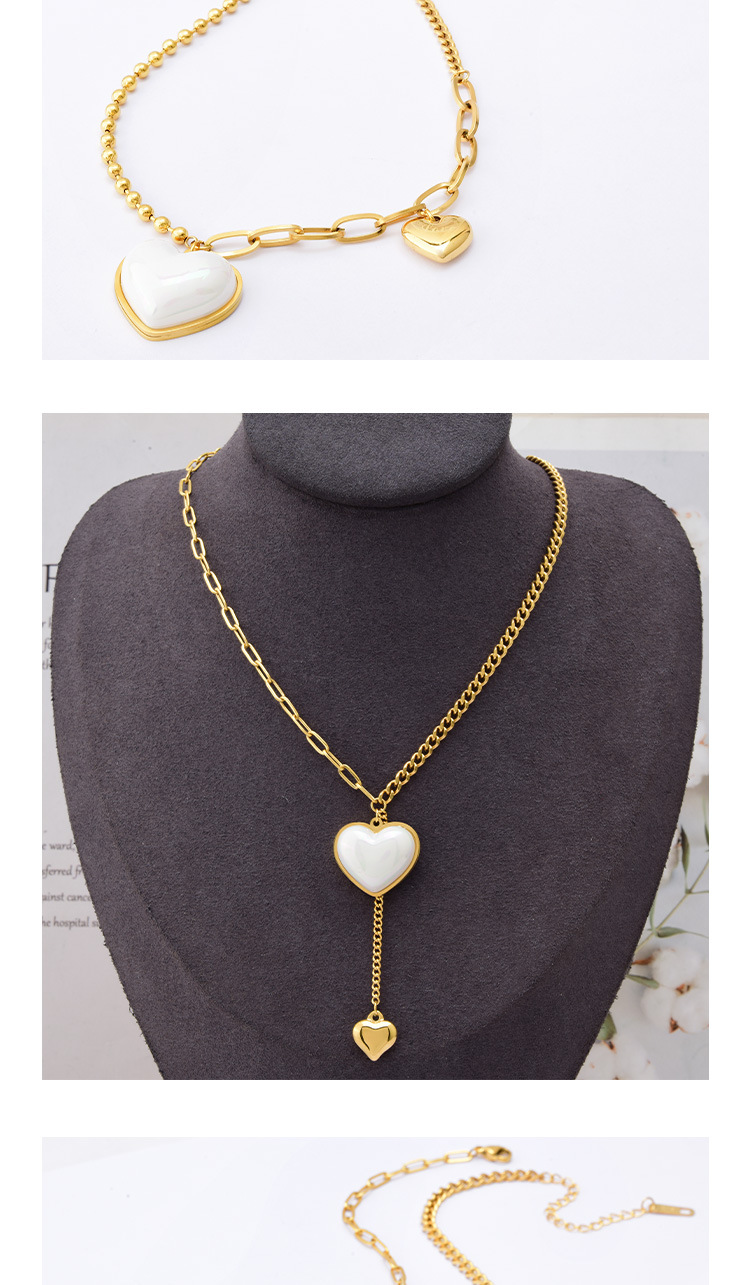 Wholesale Jewelry Fashion Heart Shape 304 Stainless Steel Artificial Pearls 18K Gold Plated Inlay Stainless Steel Jewelry Sets display picture 4