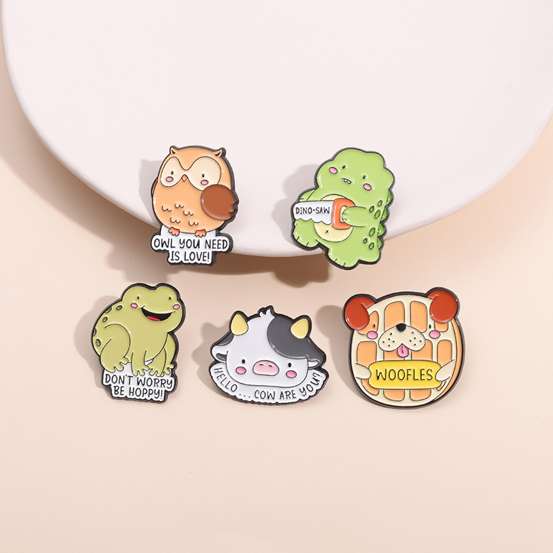 Animal, Letter Pattern Cute Pin Animal Letter Alloy Stoving Varnish Unisex Brooches